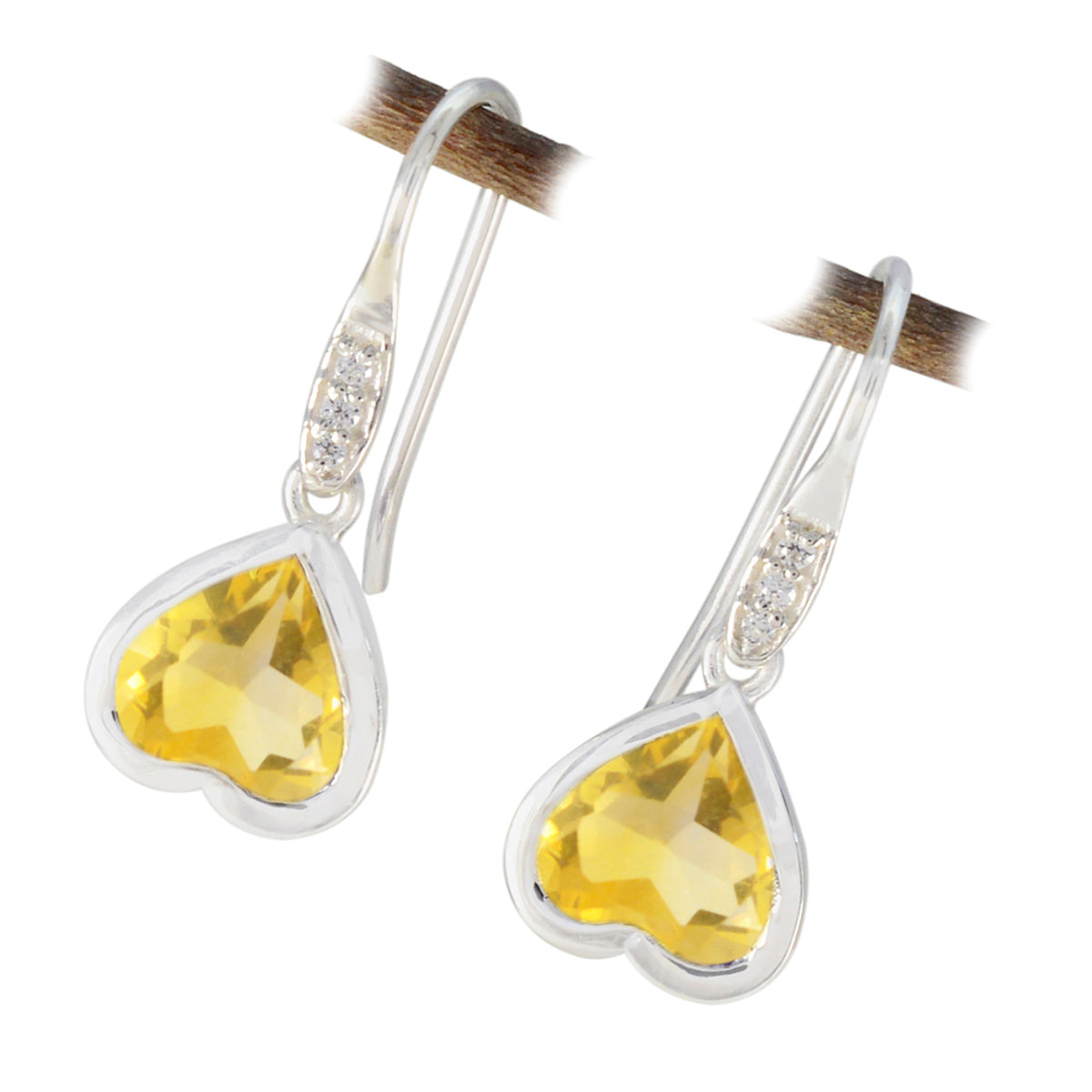 Riyo Aesthetic 925 Sterling Silver Earring For Women Citrine Earring Bezel Setting Yellow Earring Dangle Earring