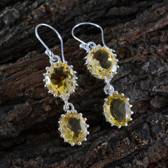 Riyo Fanciable Sterling Silver Earring For Women Citrine Earring Bezel Setting Yellow Earring Dangle Earring