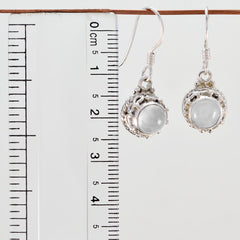 Riyo Pleasing Sterling Silber Ohrring für Mädchen, Kristallquarz-Ohrring, Lünettenfassung, weißer Ohrring, baumelnder Ohrring