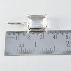 Riyo Niedlicher 925er Sterlingsilber-Ohrring für Damen, Kristallquarz-Ohrring, Lünettenfassung, weißer Ohrring, baumelnder Ohrring
