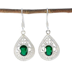 riyo fantasioso orecchino in argento sterling per femme smeraldo cz orecchino con castone orecchino verde orecchino pendente