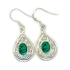Riyo Fanciable Sterling Silber Ohrring für Damen, Smaragd-CZ-Ohrring, Lünettenfassung, grüner Ohrring, baumelnder Ohrring