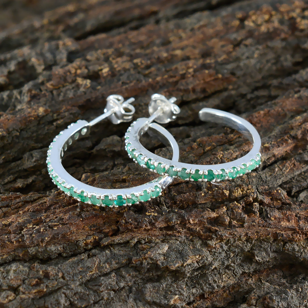 riyo lockande 925 sterling silver örhänge för syster indian smaragd örhänge infattning grön örhänge stift örhänge