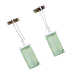 Riyo Sightly 925 Sterling Silber Ohrring für Damen, grüner Amethyst-Ohrring, Lünettenfassung, grüner Ohrring, baumelnder Ohrring