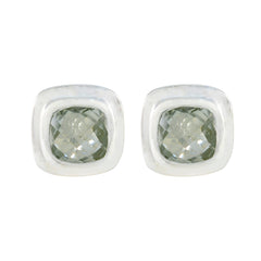 Riyo Beeindruckender Sterlingsilber-Ohrring für Mädchen, grüner Amethyst-Ohrring, Lünettenfassung, grüner Ohrring-Ohrstecker