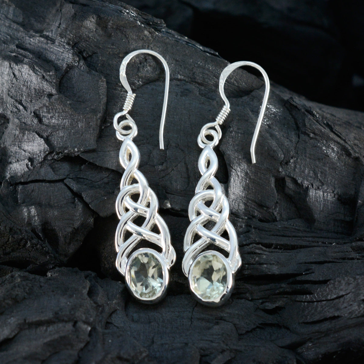 riyo incantevole orecchino in argento sterling per le donne orecchino di ametista verde con castone orecchino verde orecchino pendente