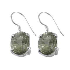 Riyo Decorative Sterling Silver Earring For Girl Green Amethyst Earring Bezel Setting Green Earring Dangle Earring