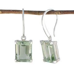 Riyo Smashing Sterling Silber Ohrring für Frau, grüner Amethyst-Ohrring, Lünettenfassung, grüner Ohrring, baumelnder Ohrring