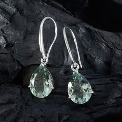 Riyo Attractive 925 Sterling Silver Earring For Wife Green Amethyst Earring Bezel Setting Green Earring Dangle Earring