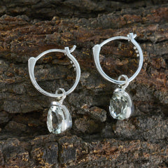 Riyo Nice-Looking 925 Sterling Silver Earring For Female Green Amethyst Earring Bezel Setting Green Earring Dangle Earring
