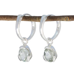 Riyo Nice-Looking 925 Sterling Silver Earring For Female Green Amethyst Earring Bezel Setting Green Earring Dangle Earring