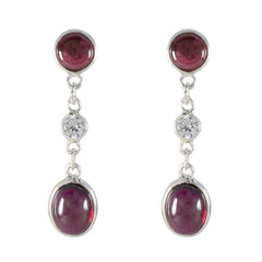 Riyo Beaut 925 Sterling Silver Earring For Female Garnet Earring Bezel Setting Red Earring Stud Earring