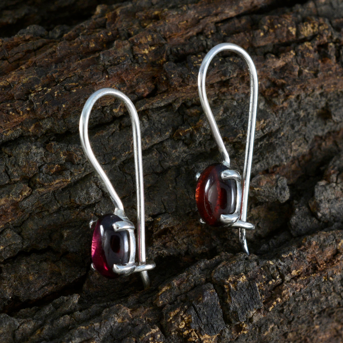 Riyo Knockout 925 Sterling Silver Earring For Sister Garnet Earring Bezel Setting Red Earring Dangle Earring