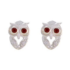 Riyo Attractive Sterling Silver Earring For Girl Garnet Earring Bezel Setting Red Earring Stud Earring