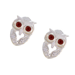 Riyo Attractive Sterling Silver Earring For Girl Garnet Earring Bezel Setting Red Earring Stud Earring