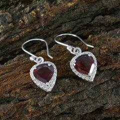 Riyo Nice-Looking Sterling Silver Earring For Women Garnet Earring Bezel Setting Red Earring Dangle Earring