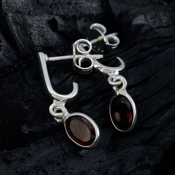 Riyo Elegant Sterling Silver Earring For Demoiselle Garnet Earring Bezel Setting Red Earring Stud Earring