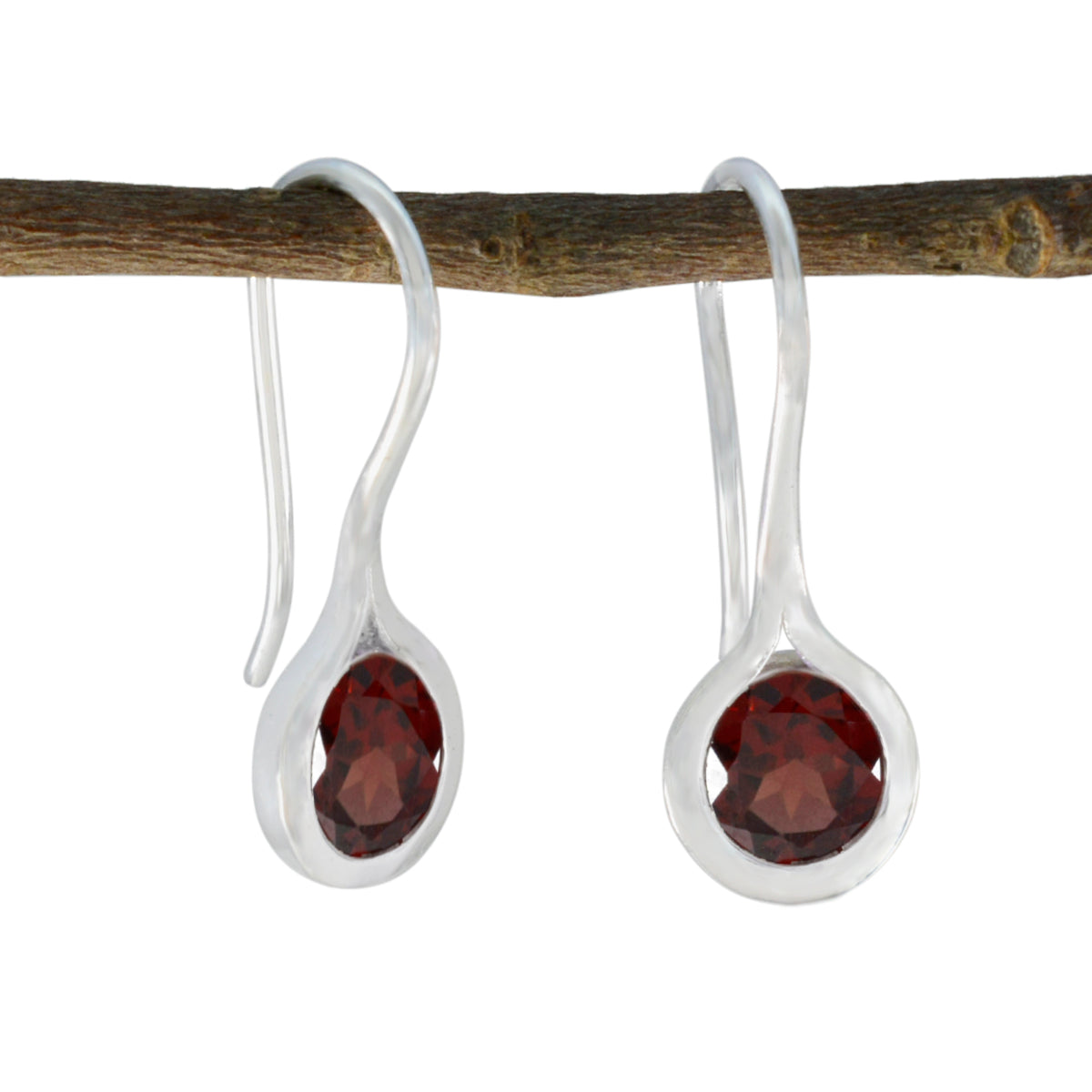Riyo Fair 925 Sterling Zilveren Oorbel Voor Zus Granaat Oorbel Bezel Setting Rode Oorbel Dangle Earring
