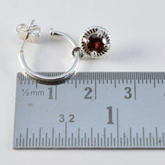 Riyo Divine Sterling Silver Earring For Lady Garnet Earring Bezel Setting Red Earring Dangle Earring