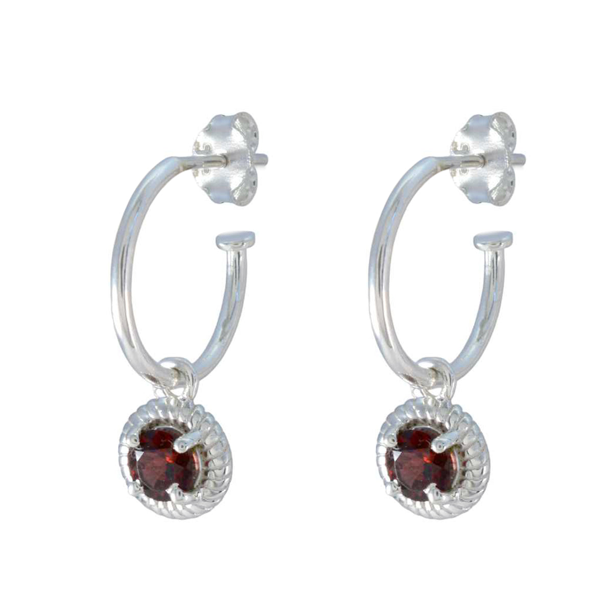 Riyo Goddelijke Sterling zilveren oorbel voor Lady Garnet Earring Bezel Setting Red Earring Dangle Earring