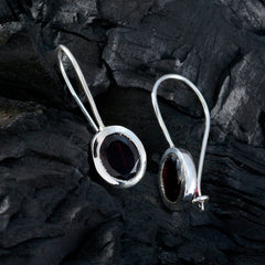 Riyo Smashing 925 Sterling Silber Ohrring für Damen, Granat-Ohrring, Lünettenfassung, roter Ohrring, baumelnder Ohrring
