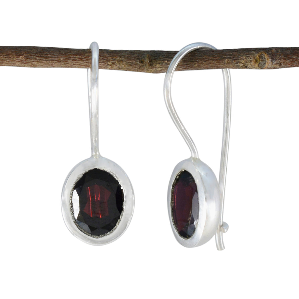 Riyo Smashing 925 Sterling Silver Earring For Femme Garnet Earring Bezel Setting Red Earring Dangle Earring