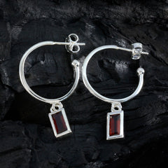 Riyo Fair Sterling Silver Earring For Demoiselle Garnet Earring Bezel Setting Red Earring Dangle Earring