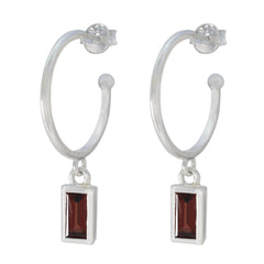 Riyo Fair Sterling Silber Ohrring für Demoiselle Granat Ohrring Lünette Fassung Roter Ohrring Baumelnder Ohrring