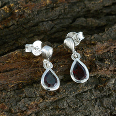 Riyo Bewitching 925 Sterling Silver Earring For Sister Garnet Earring Bezel Setting Red Earring Stud Earring
