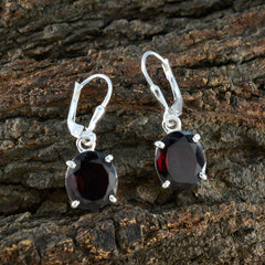 Riyo Gemakkelijk in het oog Sterling zilveren oorbel voor Lady Garnet Earring Bezel Setting Red Earring Dangle Earring