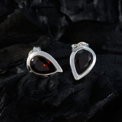 Riyo Drop-Dead Gorgeous 925 Sterling Silver Earring For Demoiselle Garnet Earring Bezel Setting Red Earring Stud Earring