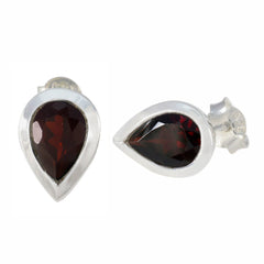 Riyo Drop-Dead Gorgeous 925 Sterling Silver Earring For Demoiselle Garnet Earring Bezel Setting Red Earring Stud Earring