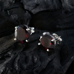 Riyo Smashing Sterling Silver Earring For Sister Garnet Earring Bezel Setting Red Earring Stud Earring