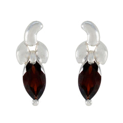 Riyo Pretty Sterling Silver Earring For Wife Garnet Earring Bezel Setting Red Earring Stud Earring