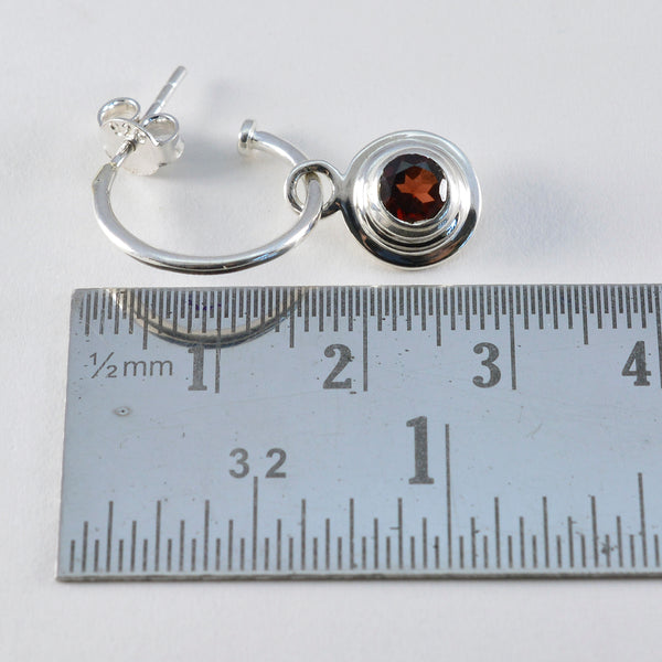 Riyo Arresting 925 Sterling Silver Earring For Lady Garnet Earring Bezel Setting Red Earring Stud Earring
