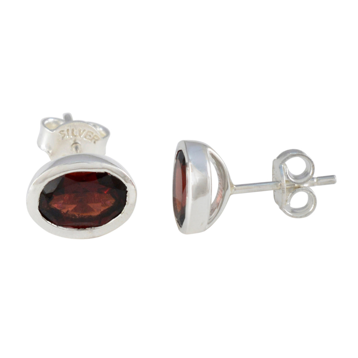 Riyo Esthetische 925 sterling zilveren oorbel voor meisje granaat oorbel bezel setting rode oorbel oorbel