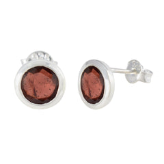 Riyo Smashing 925 Sterling Silver Earring For Damsel Garnet Earring Bezel Setting Red Earring Stud Earring