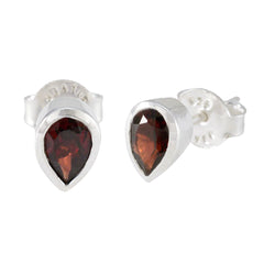 Riyo Lovely Sterling Silver Earring For Women Garnet Earring Bezel Setting Red Earring Stud Earring