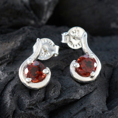 Riyo Entzückender Sterling Silber Ohrring für Demoiselle Granat Ohrring Lünette Fassung Roter Ohrring Ohrstecker