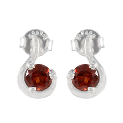 Riyo Delightful Sterling Silver Earring For Demoiselle Garnet Earring Bezel Setting Red Earring Stud Earring