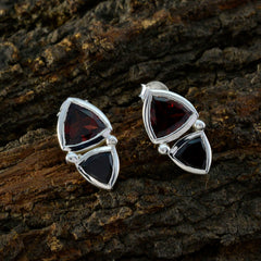 Riyo Irresistible 925 Sterling Silber Ohrring für Schwester Granat Ohrring Lünette Fassung Roter Ohrring Ohrstecker