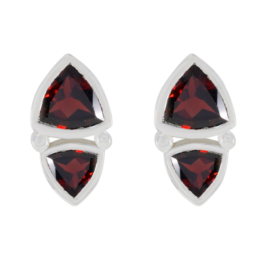 Riyo Irresistible 925 Sterling Silver Earring For Sister Garnet Earring Bezel Setting Red Earring Stud Earring