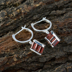Riyo Charming 925 Sterling Silver Earring For Women Garnet Earring Bezel Setting Red Earring Dangle Earring