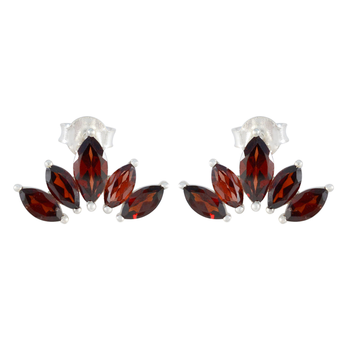 Riyo Irresistible Sterling Silver Earring For Demoiselle Garnet Earring Bezel Setting Red Earring Stud Earring