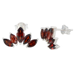 Riyo Irresistible Sterling Silber Ohrring für Demoiselle Granat Ohrring Lünette Fassung Roter Ohrring Ohrstecker