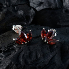 Riyo Bewitching 925 Sterling Silver Earring For Female Garnet Earring Bezel Setting Red Earring Stud Earring