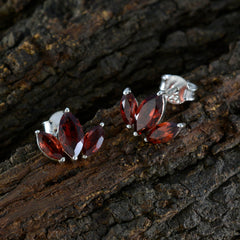 riyo förtrollande 925 sterling silver örhänge för kvinnlig granat örhänge bezel setting rött örhänge stift örhänge
