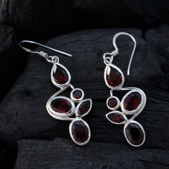 Riyo Heavenly 925 Sterling Silver Earring For Damsel Garnet Earring Bezel Setting Red Earring Dangle Earring