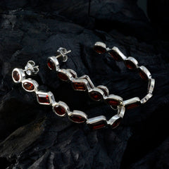 Riyo Winsome 925 Sterling Silver Earring For Demoiselle Garnet Earring Bezel Setting Red Earring Stud Earring