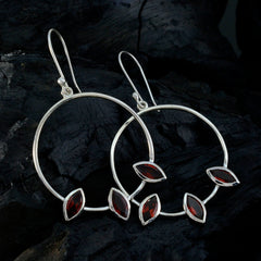 Riyo Irresistible Sterling Silver Earring For Women Garnet Earring Bezel Setting Red Earring Dangle Earring
